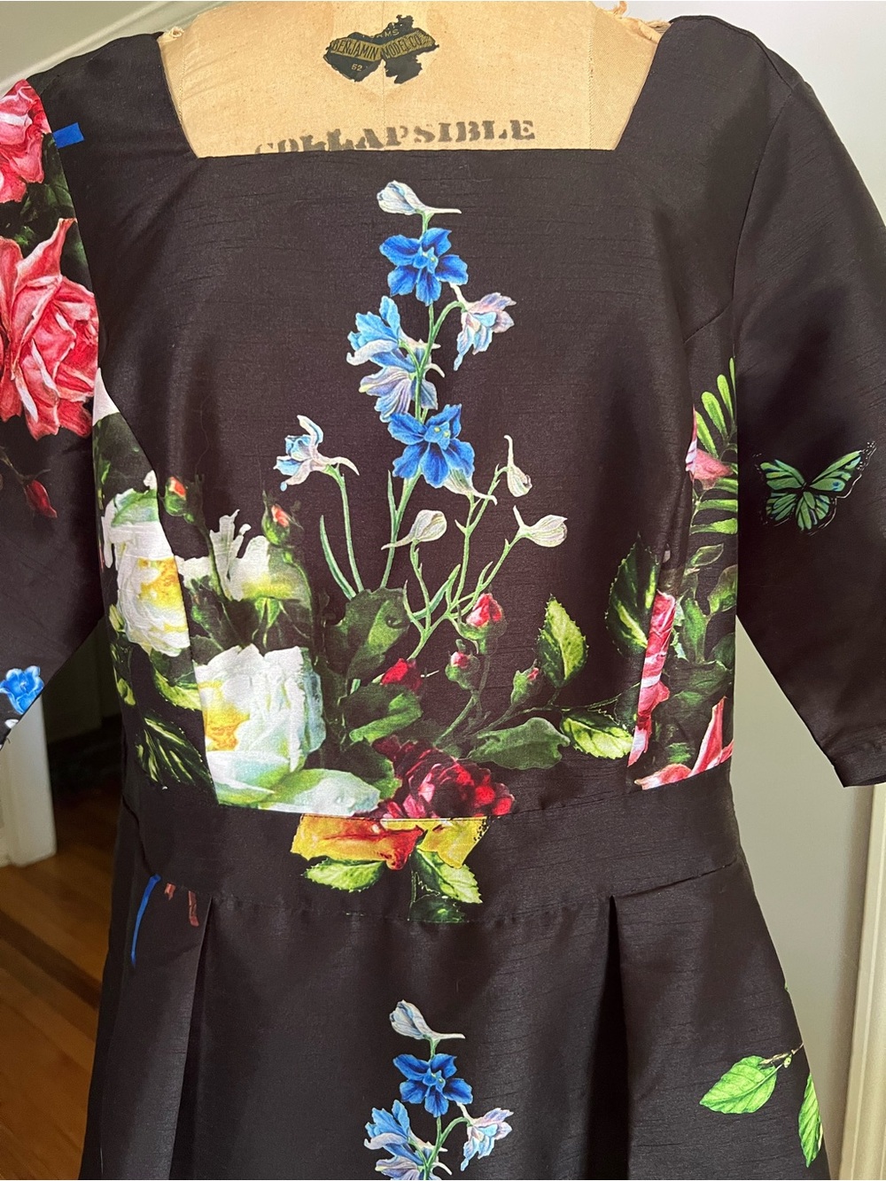 eShakti Black Floral & Butterfly Print Dress - Picture 5 of 11